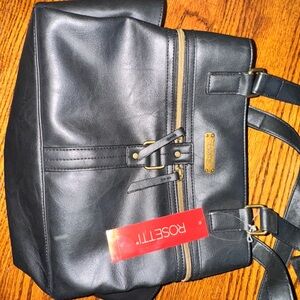 Rosetti Black Handbag with Gold Accents